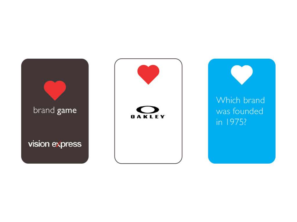 playing card design for brand game created for Vision Express creative work