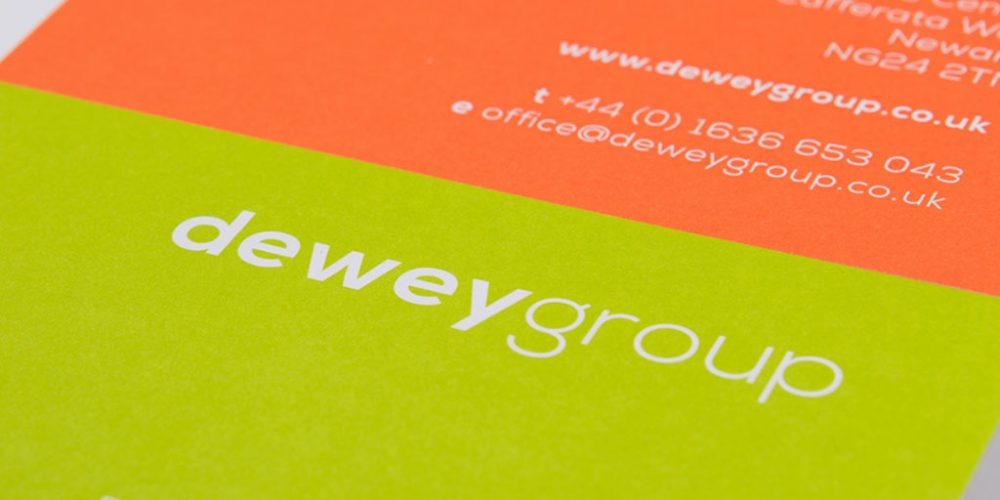 dewey group branding compliment slip stationery design creative work branding