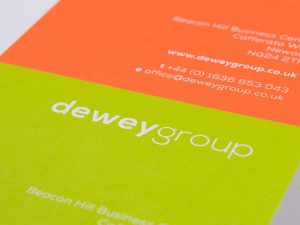 dewey group branding compliment slip stationery design creative work branding