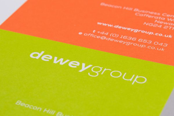 dewey group branding compliment slip stationery design creative work branding