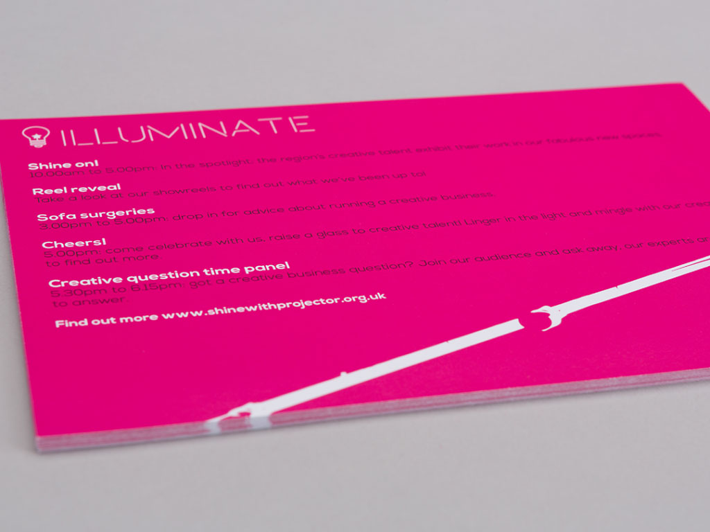 illuminate exhibition bold pink invitations creative work
