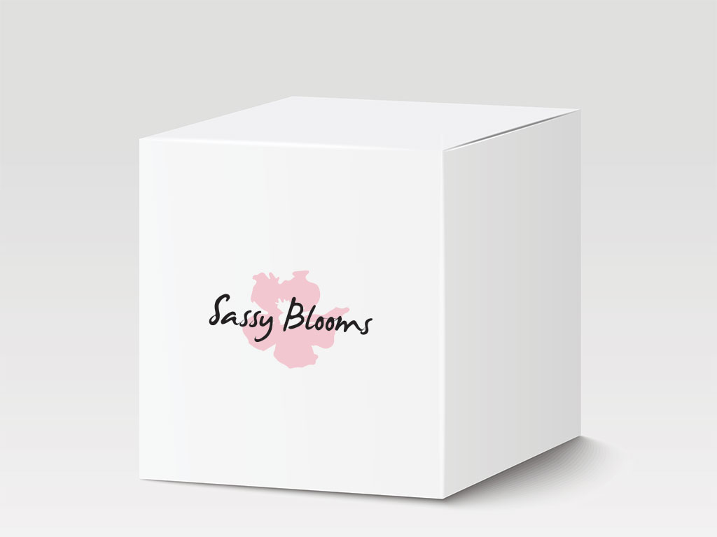 sassy blooms boutonnière packaging logo box creative work branding