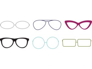 illustrations of various shapes of glasses created for Vision Express creative work E-Learning Platform