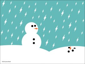 illustration of snowman and lightning bolt snow design & marketing news