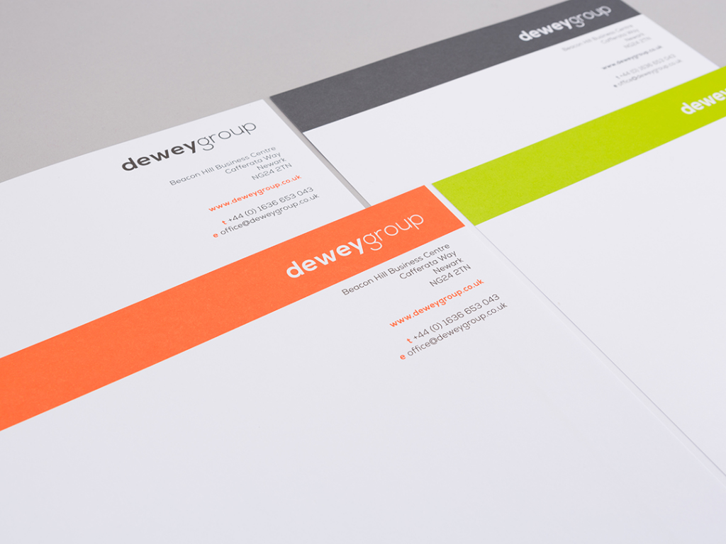 dewey group letterhead design creative work branding