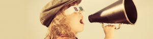 girl speaking with a megaphone