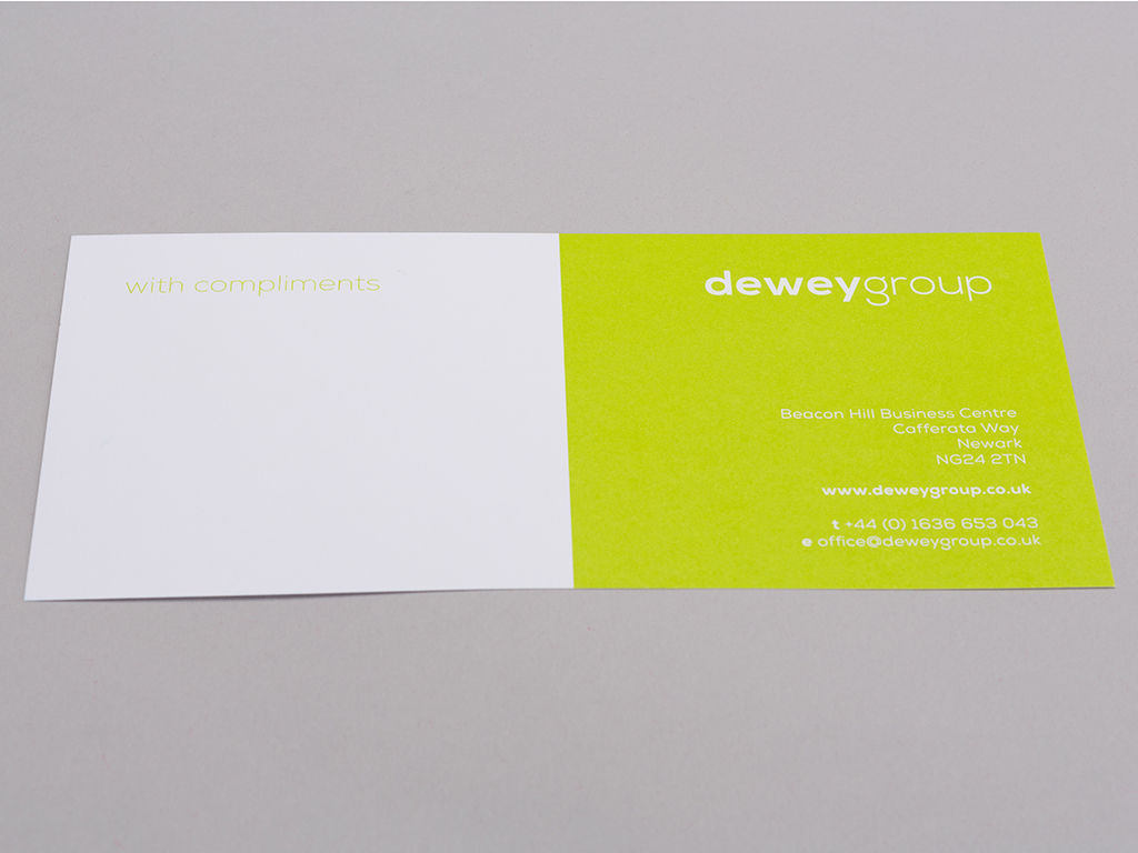 dewey group branding compliment slip stationery design creative work branding