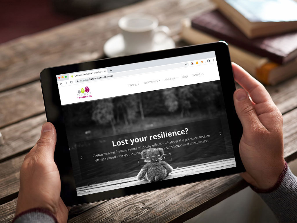 website design view on ipad lost bear for Ultimate Resilience creative work website design and marketing