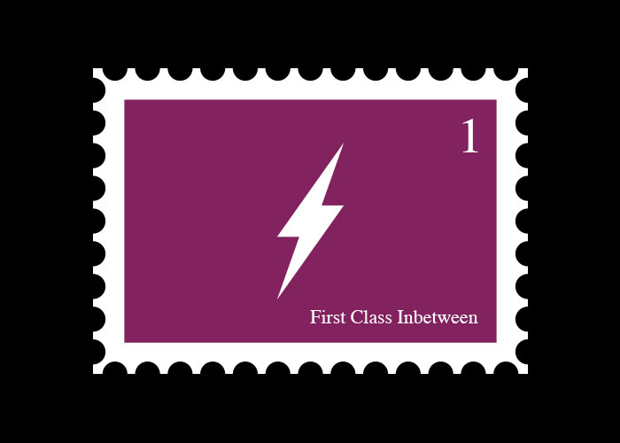 first class lightning bolt stamp for Inbetween design & marketing news
