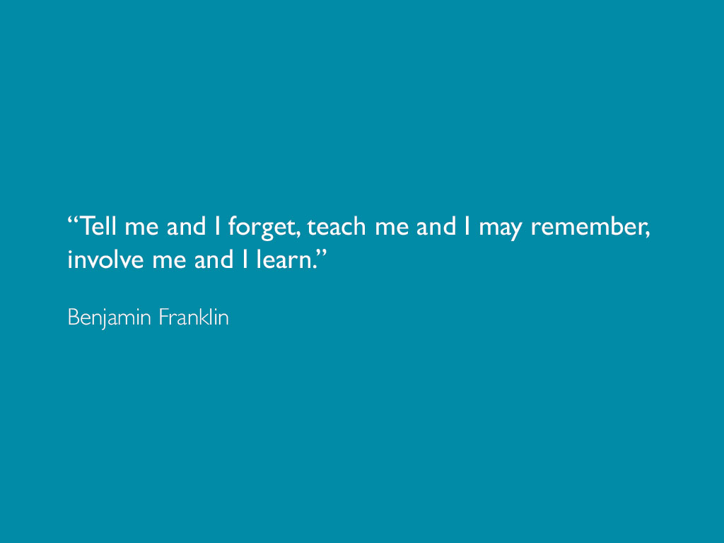 a quotation by Benjamin Franklin about learning website design and marketing