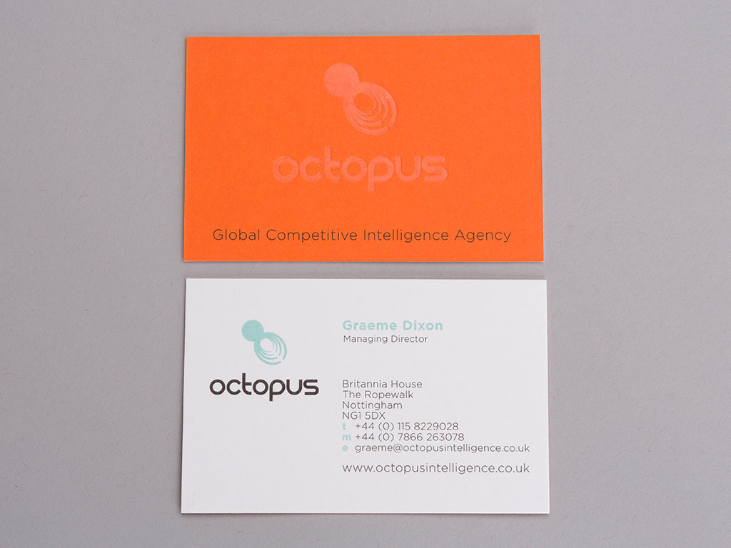 Octopus business card orange creative work branding