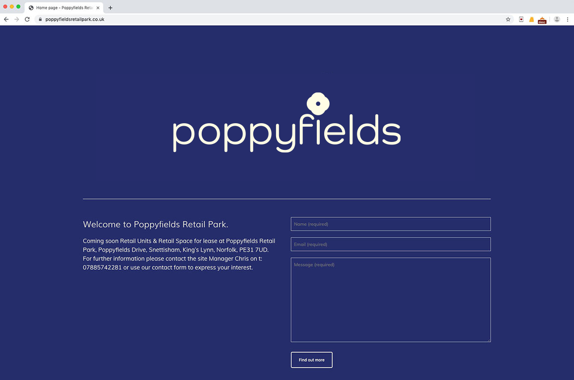 poppyfields website landing page